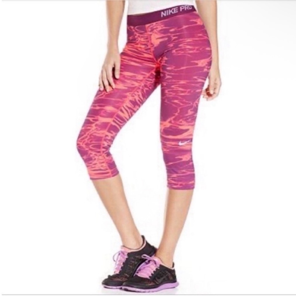 Nike Pro Dri Fit leggings pink purple tie dye capris